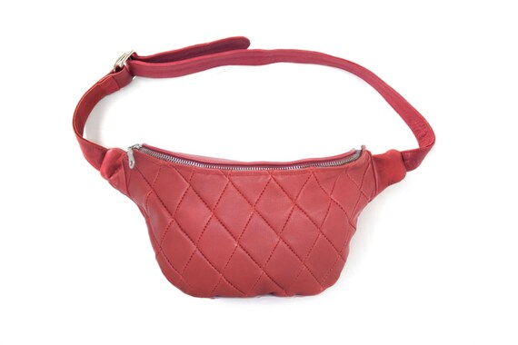 red leather bum bag
