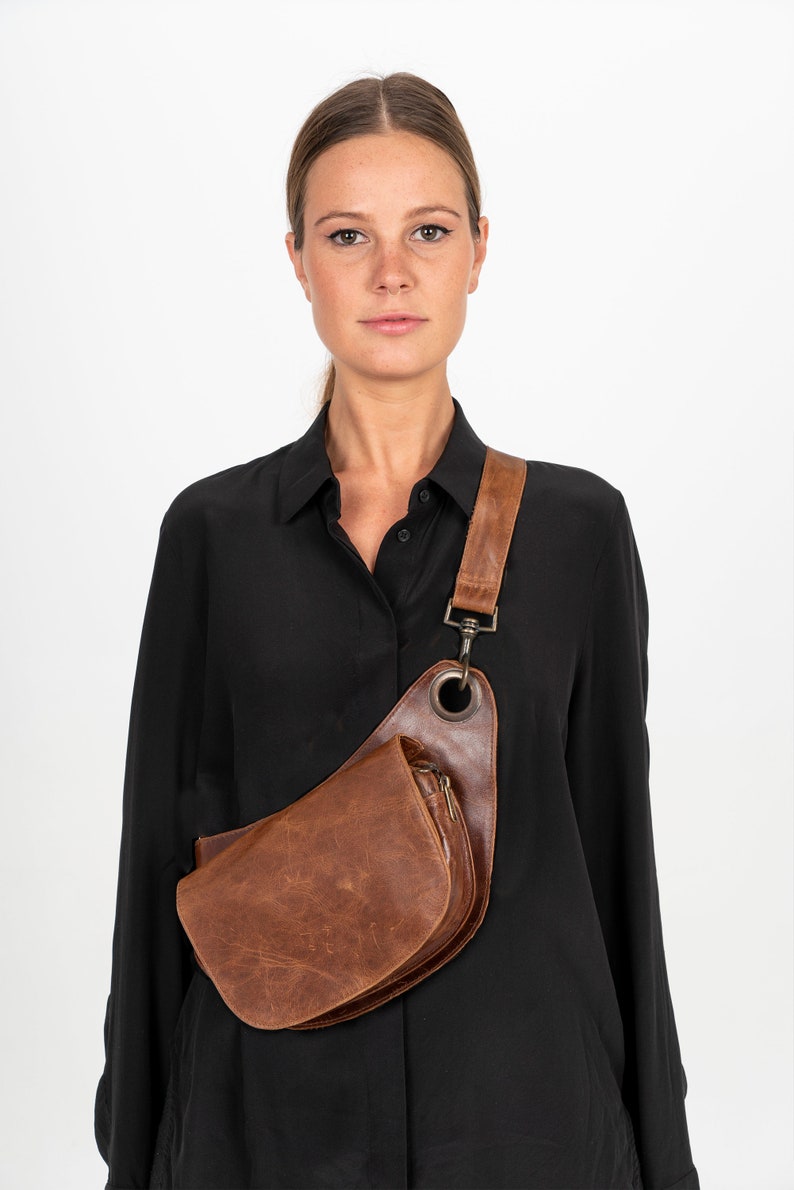 Vintage Brown Leather Fanny Pack Oily leather Bum Bag Etsy