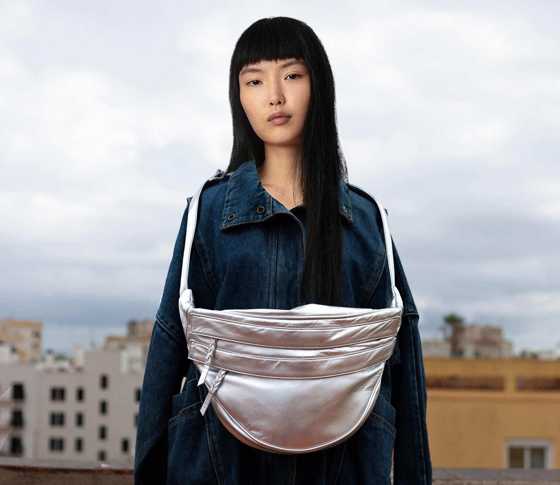 Slouchy Metallic Leather Bags, Glossy Crossbody Bag