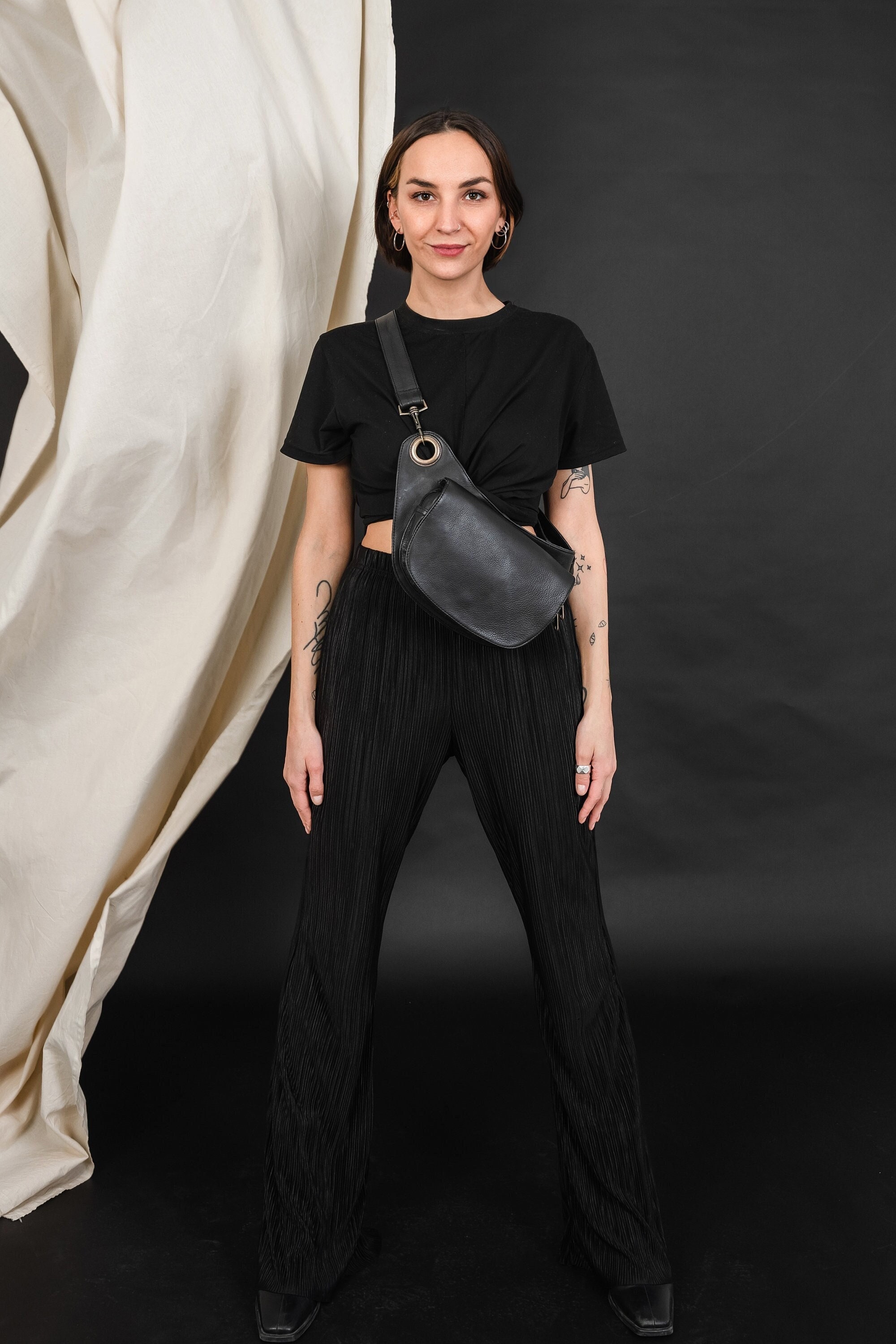Stylish Fanny Pack Black Leather, Trendy Fanny Pack, Women's Stylish Fanny Pack Black Leather, Trendy Fanny Pack, Women's