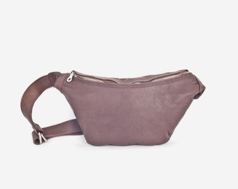 Zacht lederen kleine cross body portemonnee, Fanny pack bruin leer, Sober sling tas vrouwen, Elegante reistas, Taille tas vrouwen, Boho riem tas