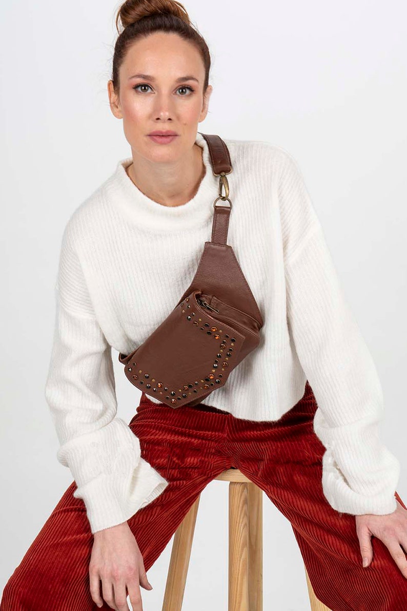 Fanny Pack Utility Belt In Brown Leather Hip Bag