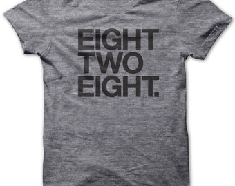 Eight Two Eight (828) NC Area Code Gray Unisex Tri-blend T-Shirt