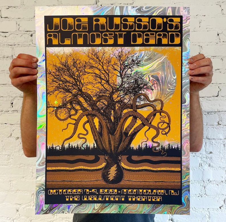 Joe Russos Almost Dead JRAD Concert Poster on Rainbow Swirl Etsy