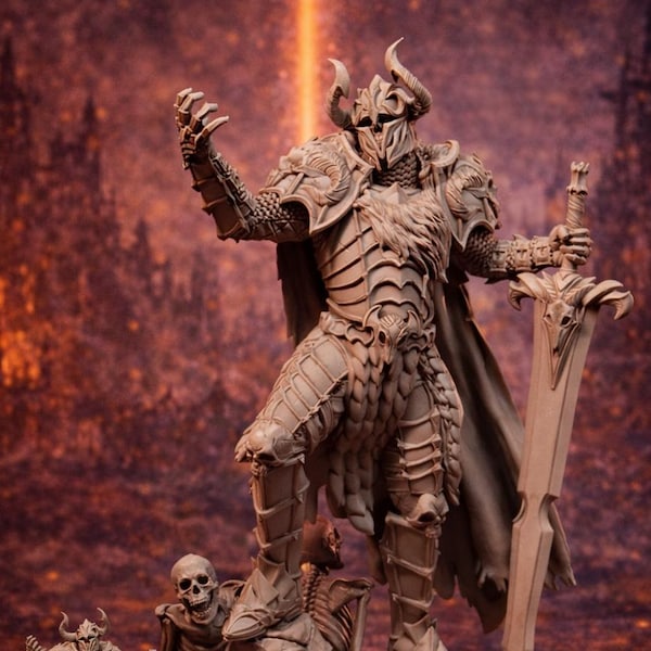 Dark Death Knight Miniature 32mm 75mm 6 Inch Statue Undead Knight Boss Mini Tabletop RPG Dark Warrior DnD Pathfinder Wargame