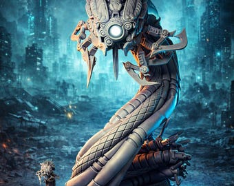 テクノサーペント ミニチュア サイバースネーク ロボット SF 卓上 ミニチュア メカ サーペント ボス モンスター RPG DnD ミニチュア 32 mm 75 mm 6 インチ スタチュー