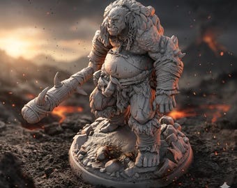 Ogre Boss Miniature Troll Warlord Giant Monster 32mm DnD Mini Tabletop RPG Boss Creature 28mm 54mm 75mm 6 Inch Resin Statue