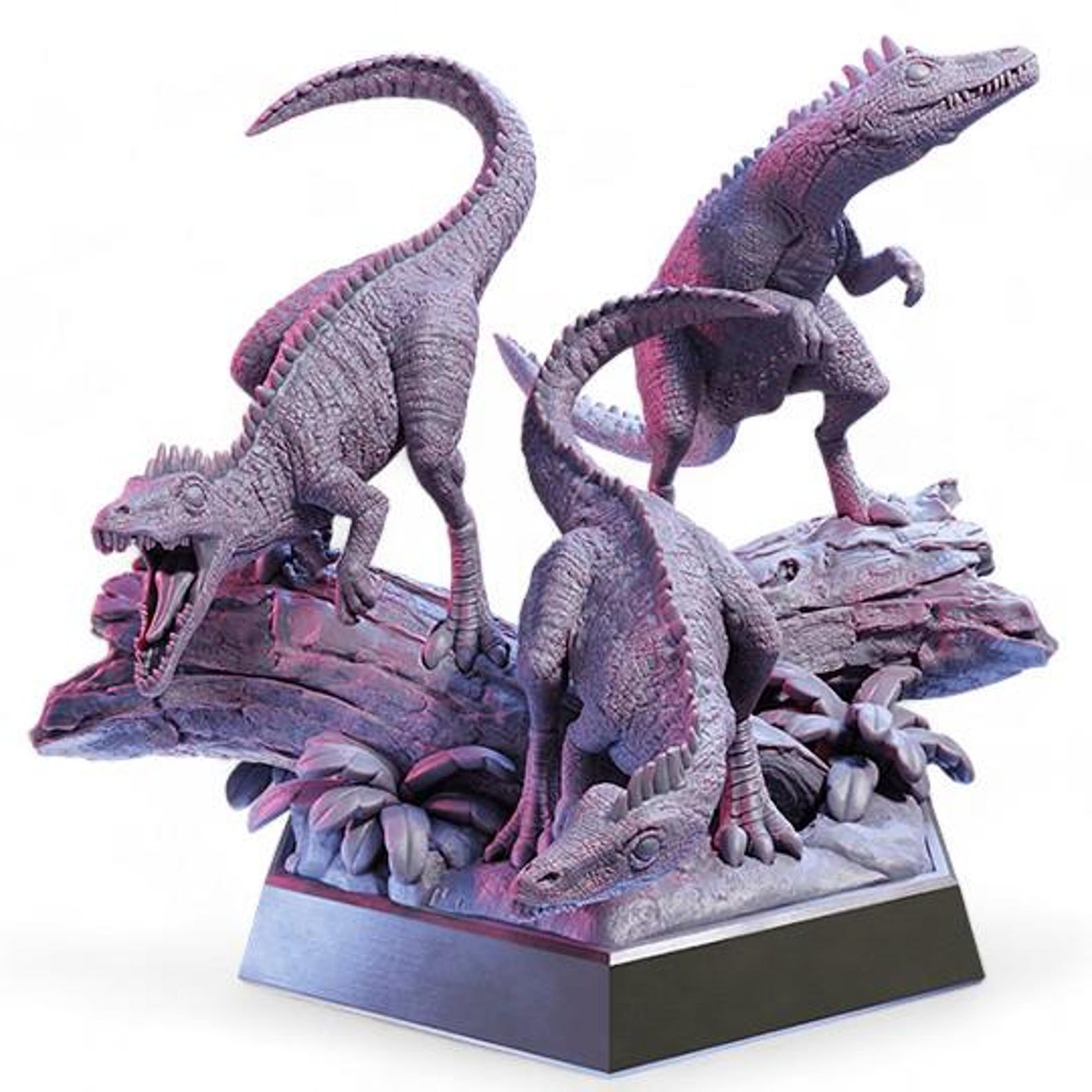 Raptor Pack Resin Miniature | 3 Dinosaur Figures on Scenic Base for Dnd ...
