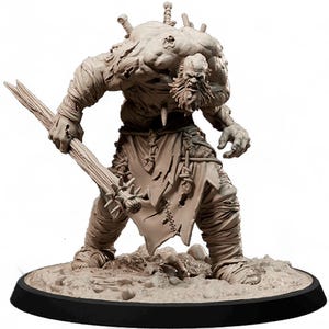 Miniature géante viking morts-vivants | Scandinave Draugr Jötunn avec figurine club pour RPG de table, D&D, Pathfinder, jeux de guerre | Non peint 28/32/75 mm, 6,5