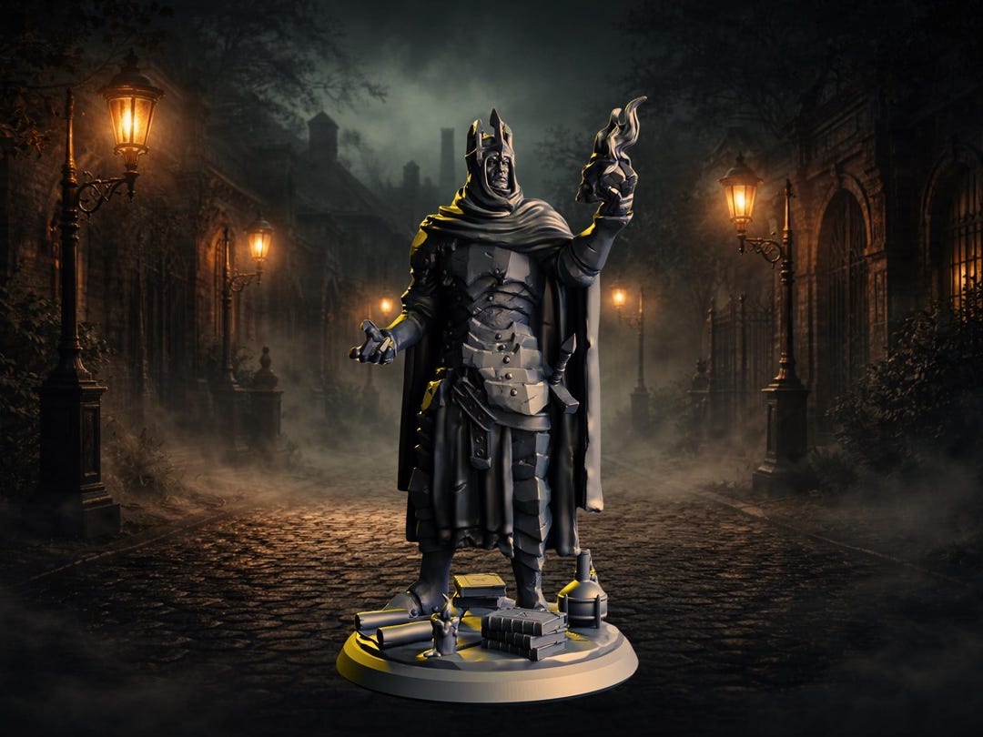 Resin Flame-crowned King Miniature – Fantasy Dark Sorcerer Ruler for D ...