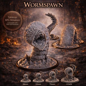Large Underground Mine Worms Miniatures – Resin Tunnel Beasts for D&D, RPG, Wargames | Dungeon Encounter Monster Set
