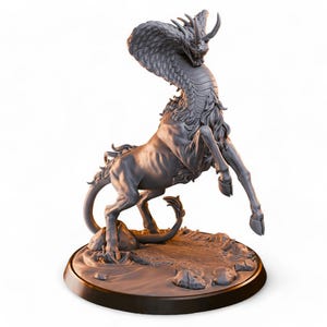 Chimäre Schlange Einhorn Miniatur | Mythisches Reptilien Pferd | Fantasie Harzmodell | DnD, Pathfinder, Rollenspiel Monster | 28 mm–6” |