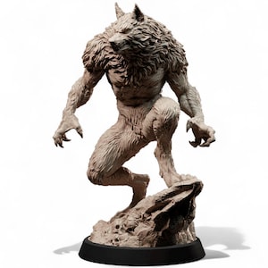 Werwolf Miniatur Monster | 32 mm, 75 mm, 6.5&quot; Sammler Statue | D&D, Pathfinder, Horror-Rollenspiel Resin Lykanthrop Modell