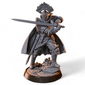 Dark Paladin Knight miniatuur | Gepantserde krijger met grootzwaard | Fantasie tafelblad-RPG en DnD-harsfiguur (32 mm 75 mm 100 mm)