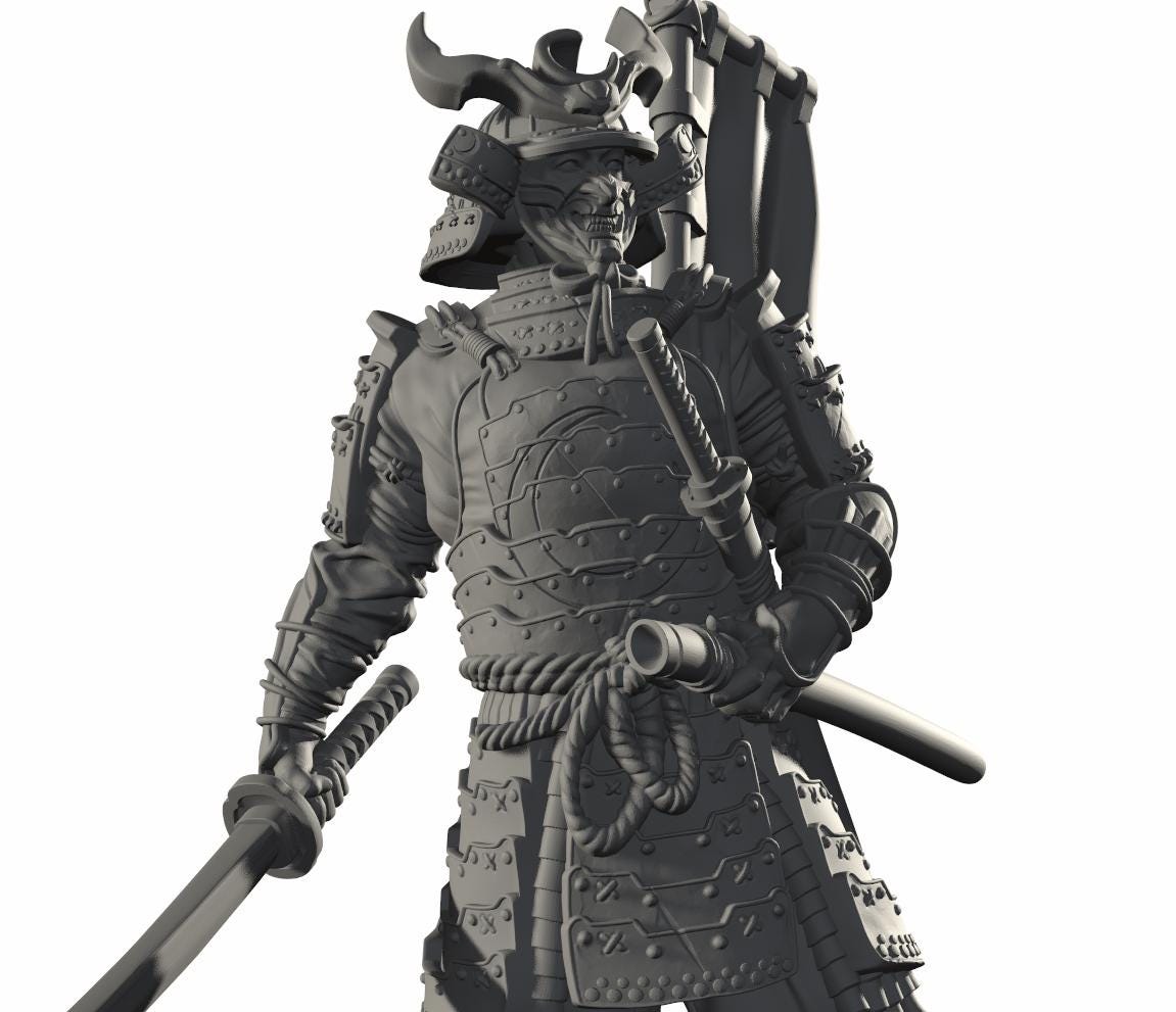 Samurai Ronin Miniature Warrior: Feudal Japan Swordsman RPG Model