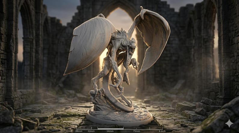Aztec Demon Dragon Miniature | Winged Serpent Bat Monster Resin Model ...