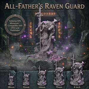 Odin Norse God Miniature – Allfather of Asgard with Spear & Ravens, Viking Figure for DnD, Pathfinder, RPG, Wargames (28mm/32mm/75mm/6.5")