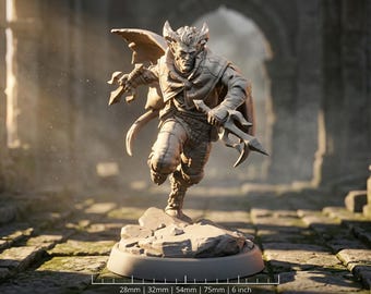 Demon Assassin Miniature 32mm 28mm DnD Fiend Assassin Gargoyle Warrior RPG Mini Figure Infernal Rogue 75mm 6 Inch