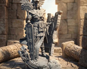 Miniatura di Sommo Sacerdote Azteco / Guerriero Mesoamericano in Resina per D&D Pathfinder RPG / Statua da 28 mm 32 mm 75 mm 6,5"