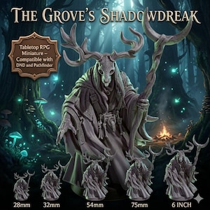 Miniatura Druida Eldritch Forest | Figurka z żywicy Antlered Horror z mitologii Cthulhu | Kolekcjonerska figurka DnD Pathfinder Tabletop RPG