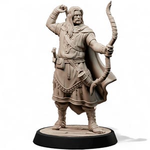 Viking Archer Miniature with Longbow | Fantasy Ranger Resin Mini for DnD Pathfinder Tabletop RPG Unpainted 32mm 75mm 100mm
