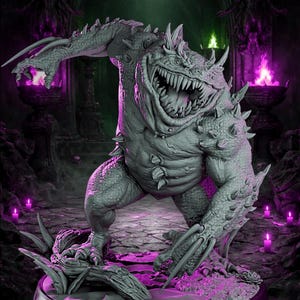 Reptilian Beast Miniature – Resinmonster Predator med Klor för D&D, Pathfinder, RPG, Krigsspel (28 mm/32 mm/75 mm/6,5 tum)