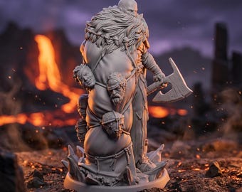 Viking Berserker Miniature Norse Warrior Resin Figure Barbarian Chieftain Tabletop RPG Boss DnD Collector Statue