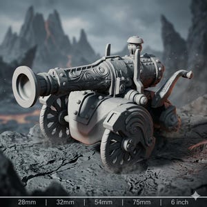 Fantasy Cannon Miniature | Siege Weapon Resin Miniature for DnD RPG Tabletop Gaming | Pirate Cannon Artillery Model | Unpainted Terrain