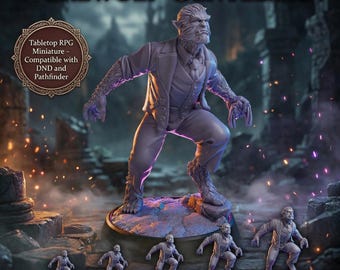 Miniatura Wilkołaka Dżentelmena – Figurka w stylu gotyckiego horroru | Model z żywicy drukowany w 3D do gier D&D, RPG, kolekcjonerskich potworów i gier planszowych
