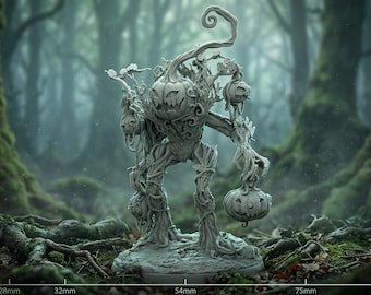 Pumpkin Treant Monster Miniature – Corrupted Forest Creature RPG Tabletop 28mm 32mm 54mm 75mm 6 Inch Statue