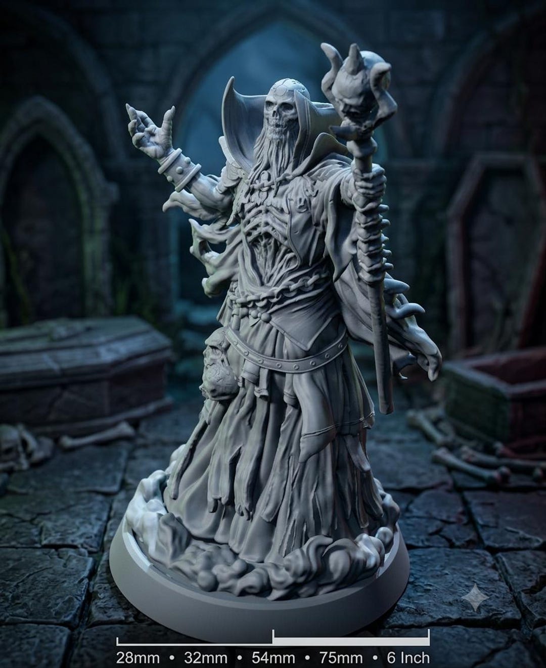 Lich Necromancer Miniature | Undead Spellcaster | Dark Fantasy RPG
