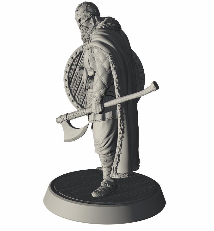 Viking Warrior Miniature – Nordic Axe Shield Fighter for Dnd RPG