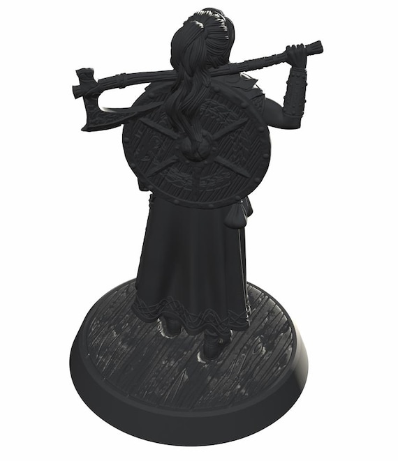 Shieldmaiden Warrior Miniature Statue | Viking Female Fighter With