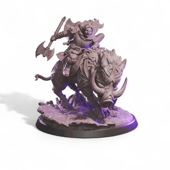 Norse Viking Dwarf War Pig Rider Miniature: Resin Tabletop RPG