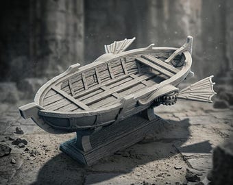 Flying Rowboat Miniature for Dnd - Skyship Air-sciff Tabletop RPG