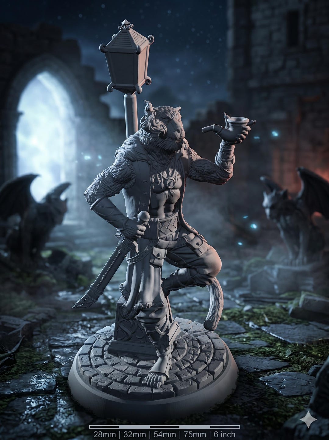 Rpg Innkeeper Catfolk Tavern Keeper Miniature Fantasy Innkeeper Resin RPG NPC Figure ...