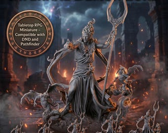 Miniatura de Hades, dios del inframundo / Estatua de resina de la mitología griega / Miniatura de villano de fantasía para D&D / Figura coleccionable de 32 mm x 75 mm x 6,5 pulgadas