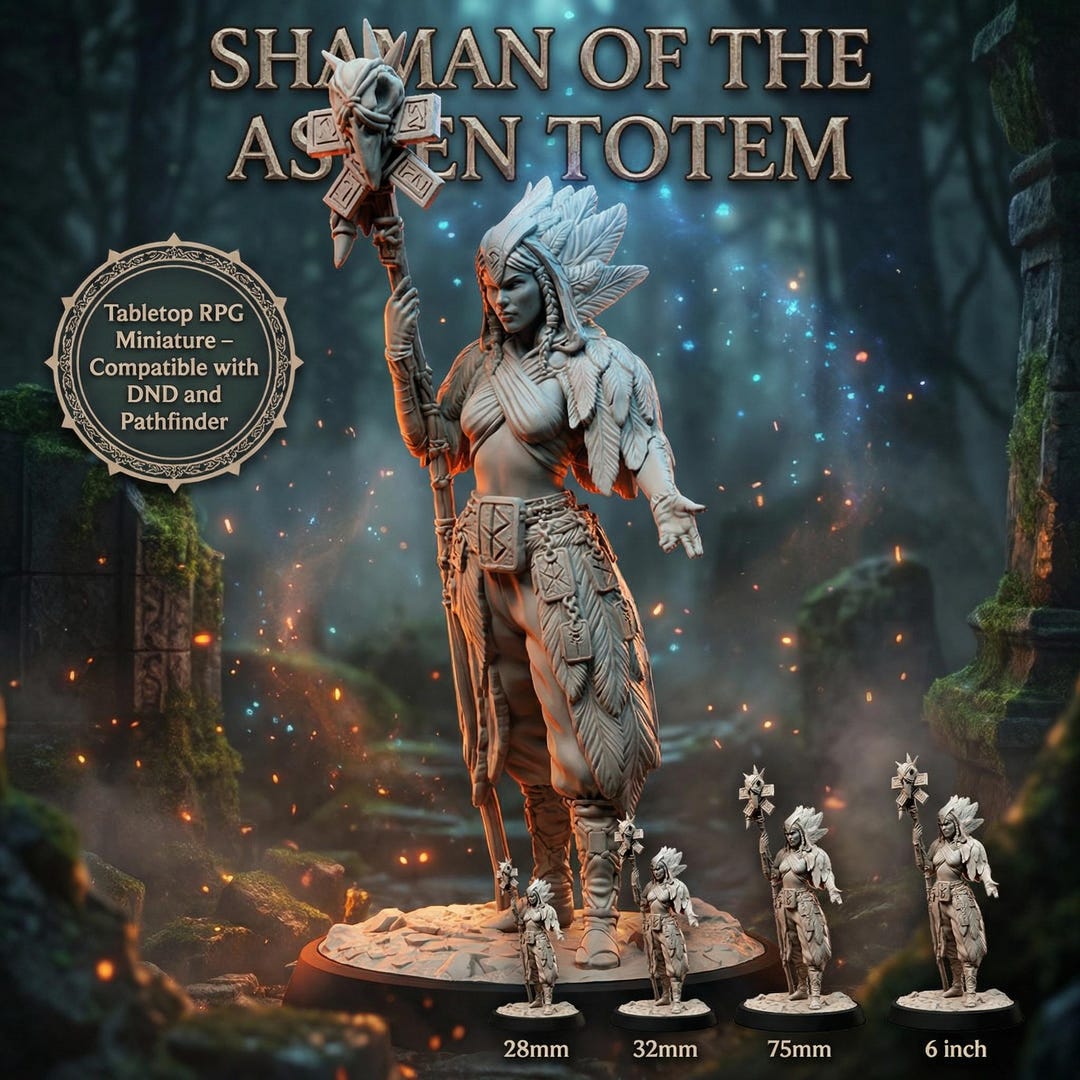 Viking Shaman Miniature | Norse Spirit Caller With Staff | 28mm