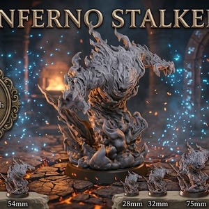 Void Flame Horror Monster Miniature – Shadow Fire Demon Tabletop RPG Figure 28mm 32mm 54mm 75mm 6 Inch Statue