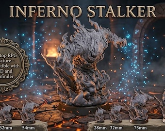 Void Flame Horror Monster Miniature – Shadow Fire Demon Tabletop RPG Figure 28mm 32mm 54mm 75mm 6 Inch Statue