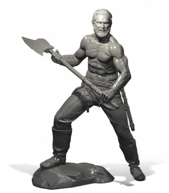 Rollo Viking Warrior Resin Statue | Norse TV Collectible, Unpainted