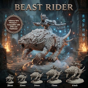 Miniatura de Señor de la Guerra Jinete de Oso / Guerrero Acorazado sobre Oso de Guerra Cargando para DnD, Pathfinder, Juegos de Rol de Fantasía y Figura Coleccionable de Resina