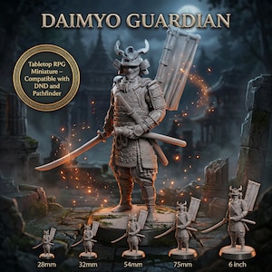 Miniatura de arquero samurái de fantasía oscura: figura de resina de guerrero con arco blindado Grimdark (32 mm, 28 mm, 54 mm, 75 mm, 6 pulgadas)