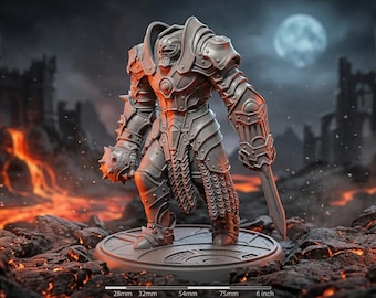Heavy Armored Knight Enforcer Miniature 28 mm 32 mm 54 mm 75 mm 6 Zoll Fantasy Juggernaut Statue