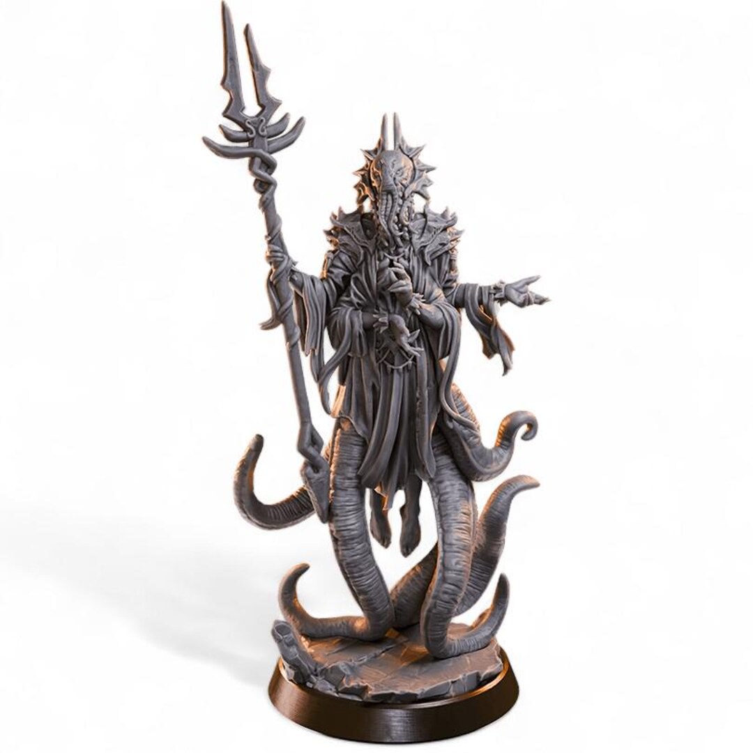 Eldritch Overlord Miniature – Resin Tentacled Sorcerer With Staff for D ...
