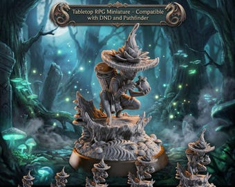 Fey Herbalist Miniature – Mushroom Witch Forest Alchemist – DnD Fae NPC Fantasy RPG Model 28mm 32mm 54mm 75mm 6in Statue