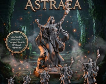 High Sorceress Spellcaster Miniature – Female Archmage with Staff – Tabletop RPG Figure – 28mm 32mm 54mm 75mm 6 Inch Statue