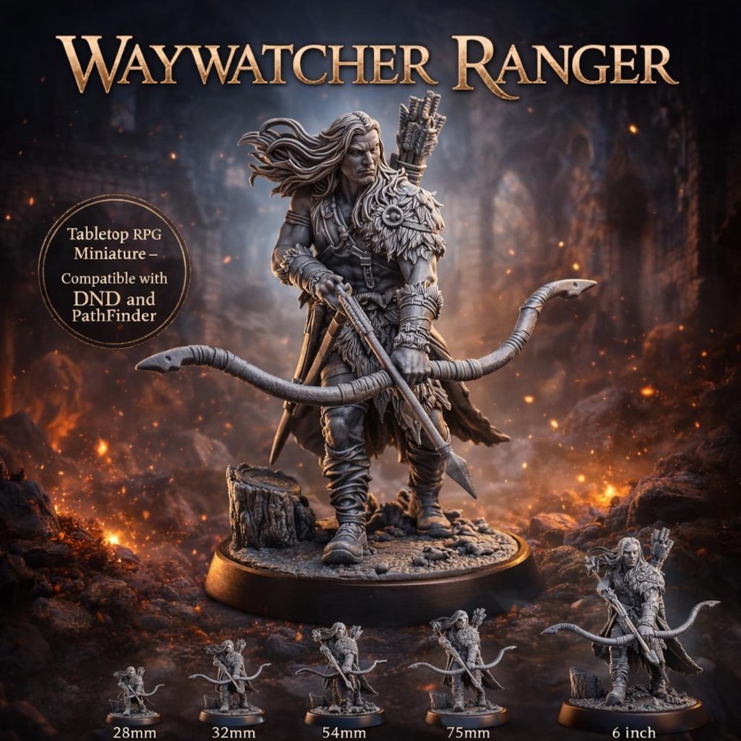 Dnd Ranger Mini Ranger Miniature Archer Hunter 32mm 75mm 6.5in Dnd Ranger Bow Warrior ...
