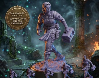 Futuristic Combat Medic Miniature – Sci-Fi Healer with Medkit for RPGs (32mm/75mm/6.5")