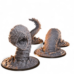 Large Underground Mine Worms Miniatures – Resin Tunnel Beasts for D&D, RPG, Wargames | Dungeon Encounter Monster Set